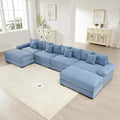Cloud Couch Modular Sectional Sofa 167.6 Oversized 4 Seater U Shaped Couch Deep Seat Sectional Couches for Living Room Comfy Corduroy Upholstery Sofa Extra-Wide Armrests with OttomanBlue