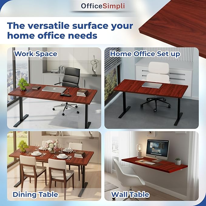 OfficeSimpli 60 x 30 Inch Desk Top Made in USA Replacement Table Top for Sit-to-Stand Adjustable Desk Frame Countertop Workbench for Classroom Home and Office (Desk Top only) - Mahogany