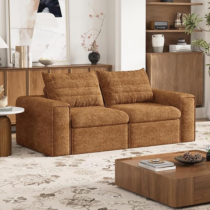 77 Cloud Loveseat Sofa Deep Seat Couch with Pillows Modern Comfortable Upholstery Boneless Sofa 1 piece for Living Room Bedroom Apartment Removable CoverNo Assembly Required Orange