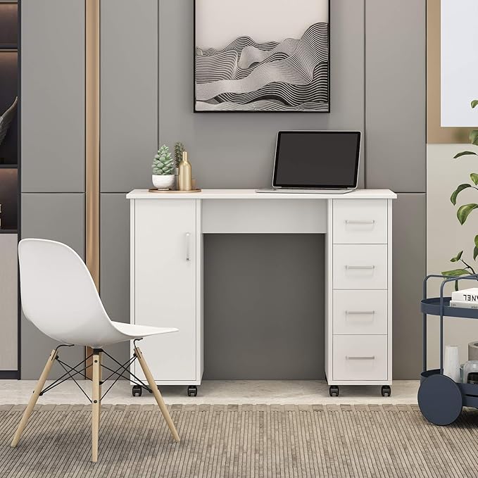 Home Office Computer Desk Table with Drawers White 41.73‘’L 17.72''W 31.5''H