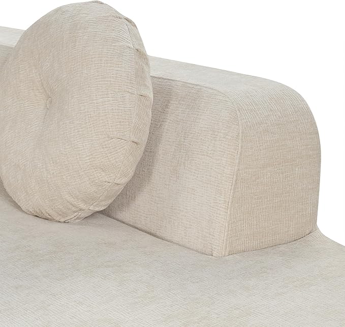 122'' Extra Large Sectional Sofa Soft Fabric UpholsteryElegant Curved Design with Three Round CushionsHigh-Resilience Foam for Ultimate Comfort