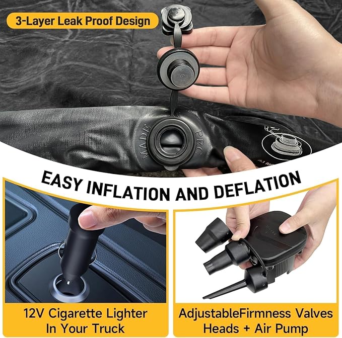 Umbrauto 6-6.5ft Mid SizeTruck Bed Air Mattress for Short Beds Inflatable Mattress with Pump for MidSize Pickup Bed Tent Camping Pick Up Truck Sleeping Pad for Outdoor Travel