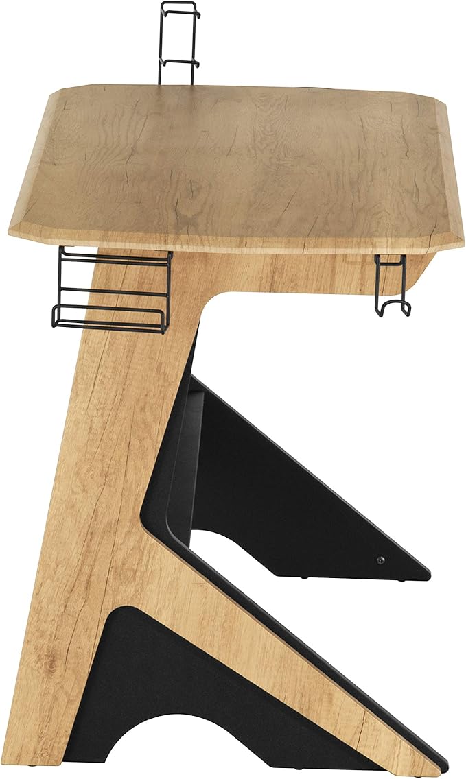 Techni Mobili Home Office Computer Writing Desk Workstation with Two Cupholders and a Headphone Hook- Pine