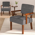 Accent Chair Set of 2 with Table Living Room Chairs with Soft Seat and Armrests for Living Room Bedroom Reading Room Waiting Room Grey (AC01)