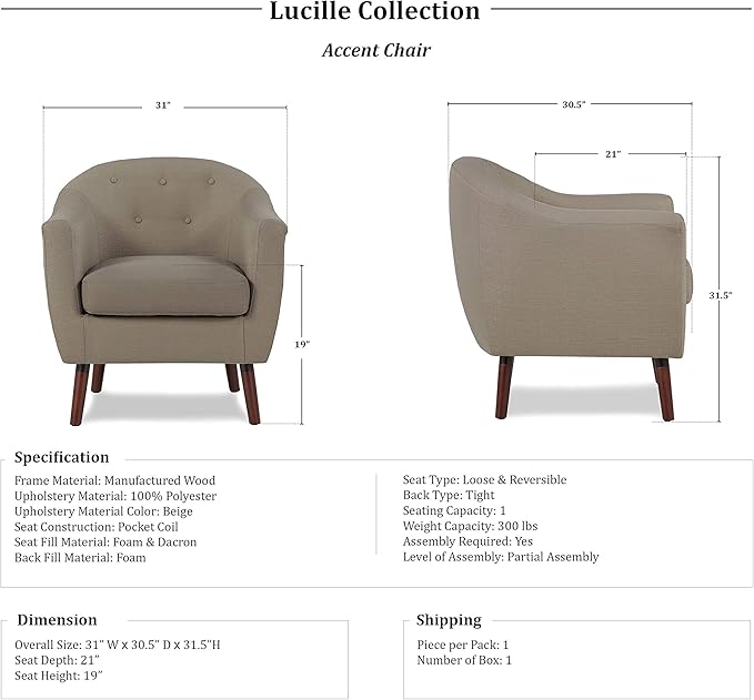 Homelegance Fabric Barrel Chair Beige