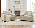 ABCASA 47 W Oversized Accent Chair Set of 2 Comfy Upholstered Sofa Chair with Large Seat and Wide Armrest Pet-Friendly Modern Lounge Armchair for Living Room/Apartment/Bedroom Soft Linen Oatmeal