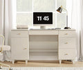 WAMPAT Desk with Drawers &amp Storage Cabinet 58 Inch Beige Wood Desk with Charging Station Modern Home Office Large Wooden Executive Computer Desk Vanity Desk for Bedroom