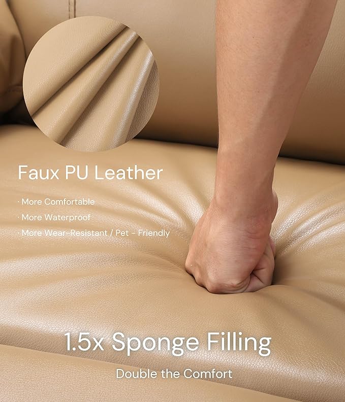 GarveeHome Oversized Recliner Chair - Faux PU Leather Manual Recliner for Adults Lazy Chair with 1.5X Sponge Comfort Arm and Back for Living Room Bedroom