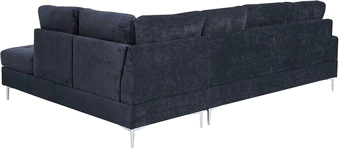 ERYE 102-Inch L-Shaped Corner Sectional Sofa Chenille Upholstered Tufted Corner Sofa Couch with Storage Ottoman and Nailhead DecorModern L-Shaped Convertible Couches