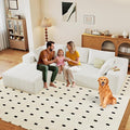 96 Modular Sectional Sofa Modern Corduroy Cloud Couch with Deep Seat Boneless Couch Upholstered 3-Seater L-Shaped Sofa for Living Room No Assembly Required (White Left-Facing Chaise)