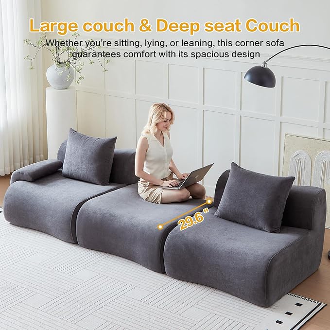 UKMTUET Sectional Couches for Living Room 114 L Shaped Couch with Chaise Boneless Couch with Convertible Ottoman Modular Sectional Sofa Comfy Couch with for Bedroom Office No Assembly Required |