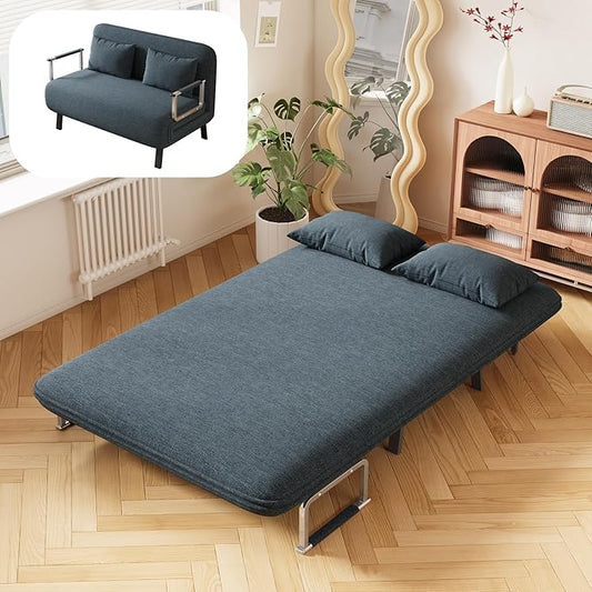 Tri-Fold Sofa Bed Twin Size Convertible Sleeper Sofa Bed with 6-Position Adjustable Backrest Velvet Upholstered Folding Chaise Lounge Couch for Home Office Gray