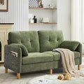 65 Chenille Modern Loveseat Sofa Upholstered 2-Seater Love Seat Couch with Armrest Pillows Storage Pockets Easy Assembly Tufted Loveseat Couches for Living Room Bedroom Green