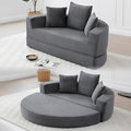 Round Boneless Couch Corduroy Upholstered Folding Convertible Sofa Bed with Pillows 2-in-1 Futon Sofa Bed with Half-Circle Design Comfy Loveseat for Living Room Apartment (Gray)