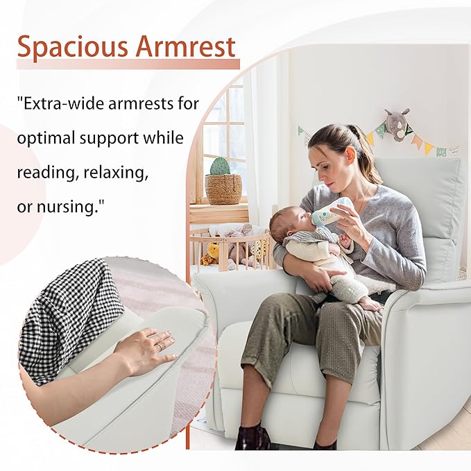 KEIKI Swivel Rocker Recliner Chair for Adults Rocking Recliner Chair Glider Rocking Chair Reclining with Modern-Designed Armrests Nursery Recliner for for Small Spaces/Living Room/Bedroom/Nursing