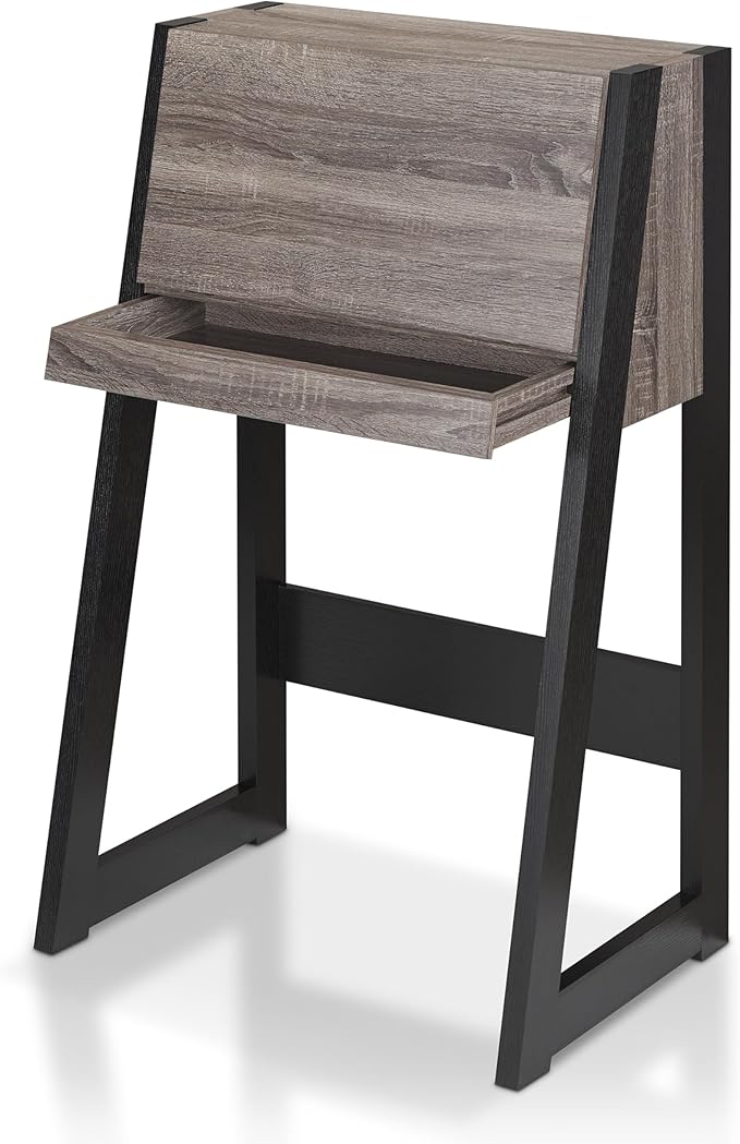 Furniture of America Thelos Drop-Down Surface Cabinet Storage Computer Desk Modern Simple Style Desk for Home Office Study Student Writing Desk