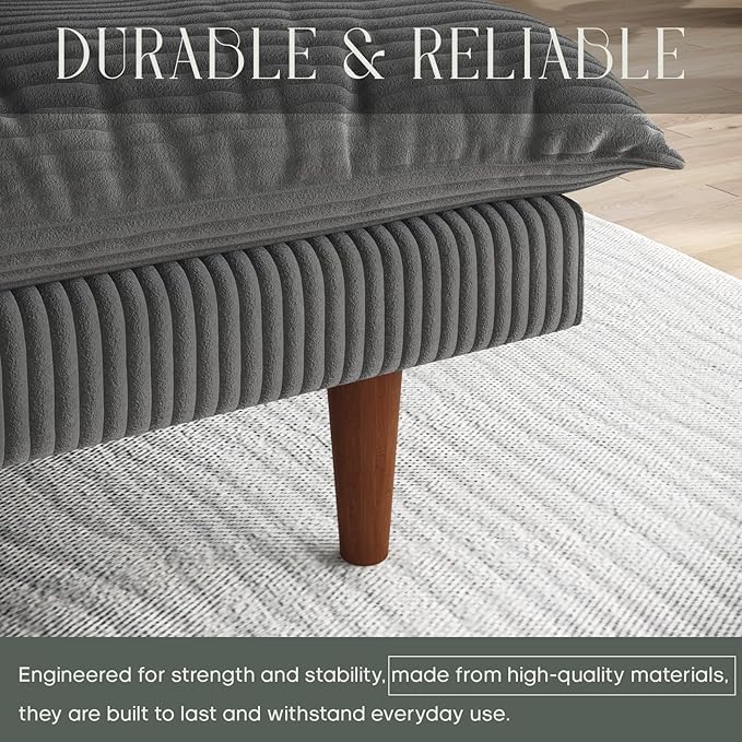 LLappuil Futon Sofa Bed 69 inch Futon Couch with Adjustable Backrest Corduroy Convertible Sleeper Sofa Bed Folding Sleeper Recliner Loveseat for Apartment Living Room Office (Grey)