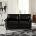 Loveseat Velvet Fabric Two- Seater Couch Buckle Design and Rivet Decoration Deep Seated Double Sofa Suitable for Living Room Bedroom Apartment Hotel etc (black-07)