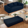 83 Modern Sofa in a Box No Assembly Oversized 3 Seater 28 Deep Seat Cloud Sofa Bed Couch with 4 Furry Pillows &amp Corduroy Fabric Boneless Couch with Side Storage Pockets for Living Room Navy B