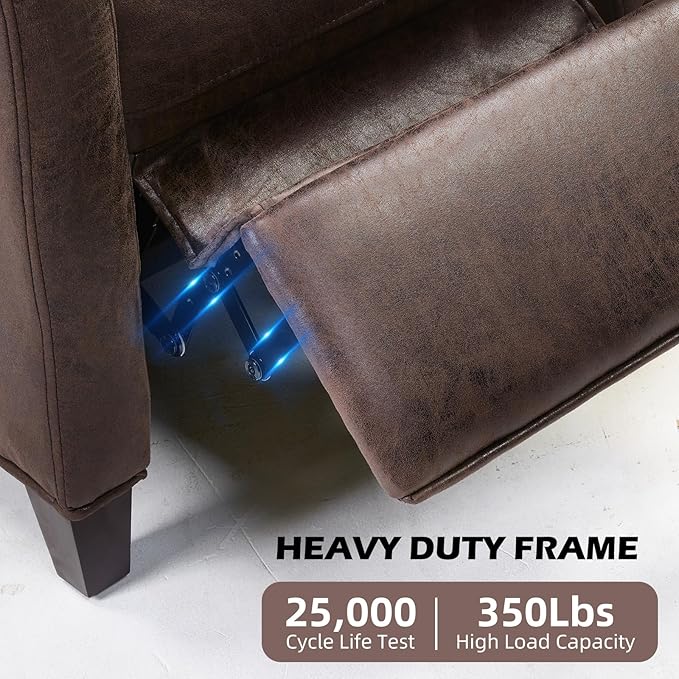 Push Back Recliner Chair Faux Leather Lounge Armchair with Footrest Decoration Single Sofa Accent Chair for Living Room Bedroom Small Spaces (1 Dark Brown)