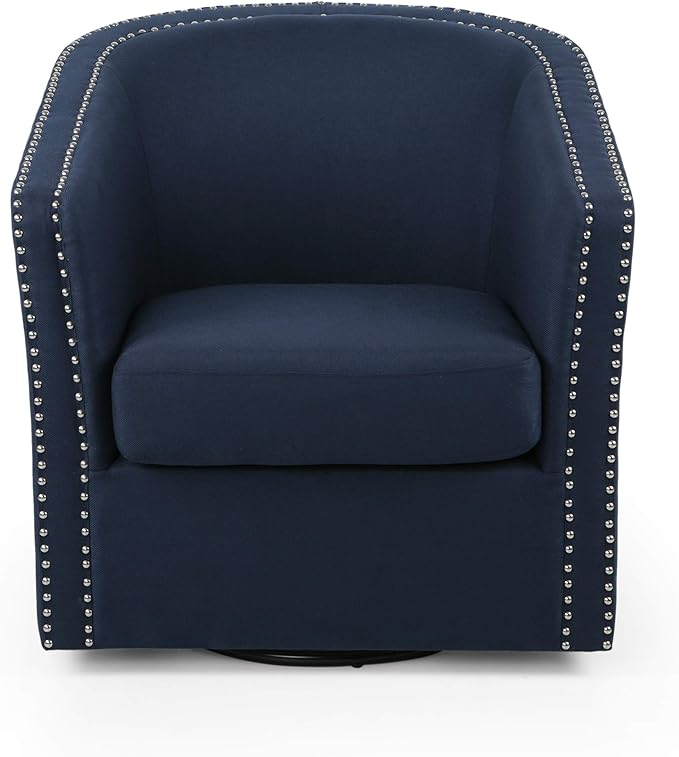 Christopher Knight Home Octavia Contemporary Fabric Swivel Chair Blue Black 31.25D x 30.25W x 31.25H in