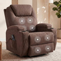 Flamaker Swivel Rocker Recliner for Adults 360 Glider Rocking Chair with Vibration Massage Upholstered Recliner Chair with 2 Cup Holders &amp Side Pockets for Living Room Nursery (Leathaire Brown