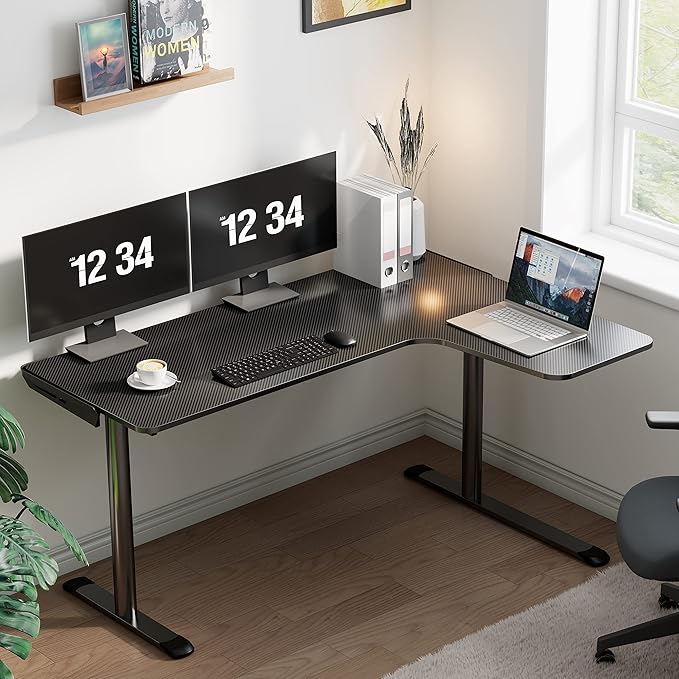 EUREKA ERGONOMIC L Shaped Gaming Desk 60 Inch L60 Home Office Corner PC Computer Gamer Table Large Writing Workstation Gifts w Mouse Pad Cable Management Space Saving Easy to Assemble Right Black