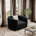 42 Velvet Sofa Chair for Living Room Modern Single Sofa with Gold Metal Sphere Legs (Black-1 Seater)