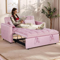 54 Convertible Sofa Bed Velvet Sleeper Sofa with Pull-Out Bed 3-in-1 Futon Couch with Reclining Backrest and Side Pocket Modern Loveseat for Living Room (Pink)