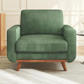 Vesgantti 38.5 Accent Chair Green Comfy Corduroy Single Sofa Seat with Spring Cushion Upholstered Armchair with Deep Seat Reading Chair for Adults Modern Sofa for Living Room Bedroom