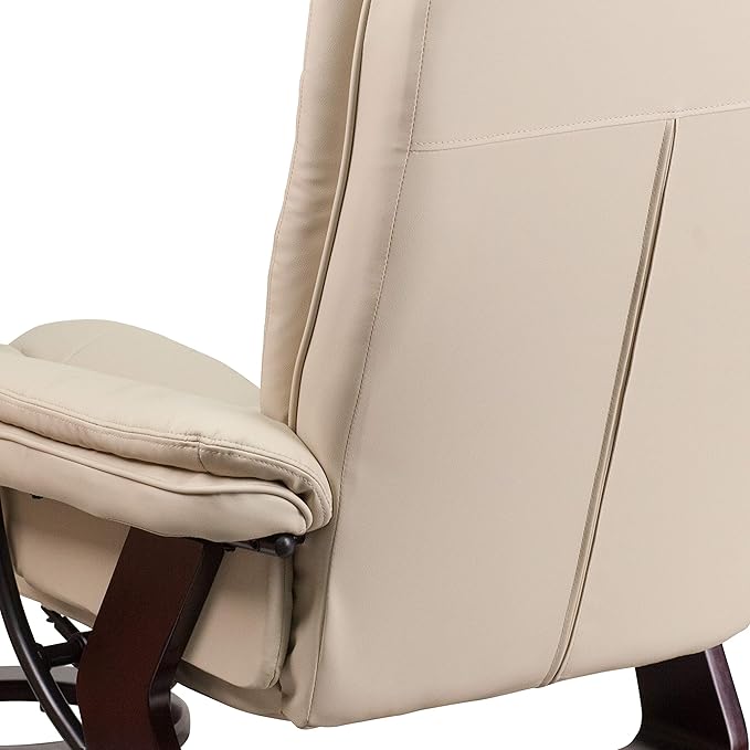 Flash Furniture Bali Contemporary Multi-Position LeatherSoft Recliner Chair with Ottoman 360-Degree Swivel Recliner Chair/Ottoman Set Beige
