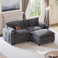 80.7 Modular Sectional Couch L Shaped Cloud Sofa with Movable Ottoman Chenille Deep Seat Cloud Couch with Charging Station Cup Holder Side Pocket Sectional Couches for Living Room Grey
