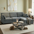 Sectional Couch for Living Room Comfy L Shaped Convertible Sofa 4 Seater Modern Chenille Sofa with Ottoman Grey