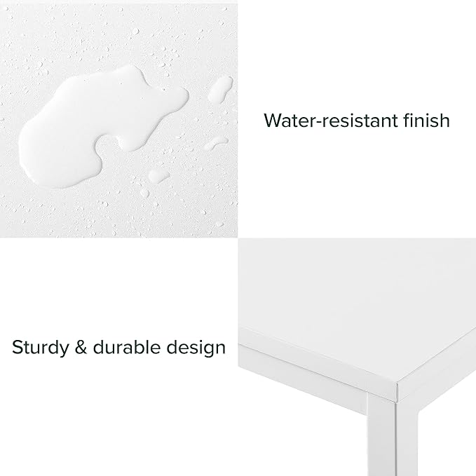 Zinus Jennifer 55 Inch White Frame Desk Computer Workstation Office Desk Easy Assembly White