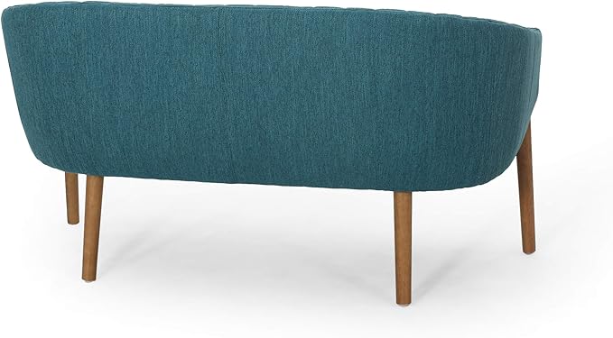 Great Deal Furniture Noble House Galena Mid-Century Fabric Loveseat in Teal