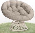 Bme 40 Ergonomic Wicker Papasan Chair with Soft Thick Density Fabric Cushion High Capacity Steel Frame 360 Degree Swivel for Living Bedroom Reading Room Lounge