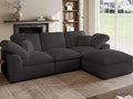 Cloud Sectional Couches for Living Room L Shaped Modular Sectional Sofa with Ottoman Convertible Corduroy Couch for Apartment 4 Seater Boneless Comfy Cloud Sofa No-Assembly Grey