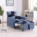 Sleeper Chair Bed Multi-Functional Convertible Chair Sleeper Teddy Fabric Adjustable Pull Out Sofa Bed with Lumbar for StudioDorm Apartment BedroomOfficeLiving Room (Blue)
