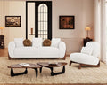 Morden Fort 2 Piece Cloud Couch Set Modern Sherpa Boucle Sofa Set with Wood Legs Skin-Friendly Minimalist Upholstered Comfy Couch Sofas for Living Room 3-Seater Sofa &amp Tilt Back Chair Off Whit