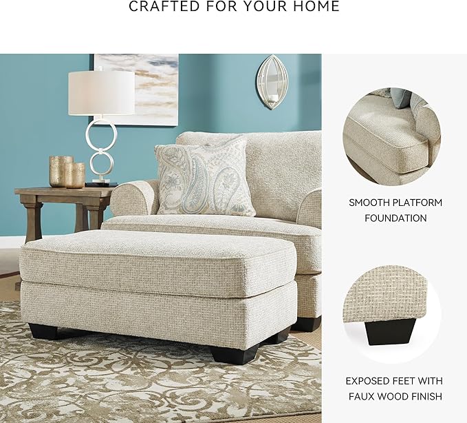 Signature Design by Ashley Monaghan Classic Upholstered Ottoman Beige