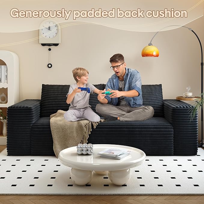 Modern Loveseat SofaModular Couch with Deep Seat Memory FoamComfy Small Cloud Couch for Small SpacesNo Assembly Required Sofa for Living RoomEfficient HomeBedroomOffice Apartment（71inchBlack）