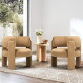 COLAMY Modern Velvet Accent Chairs Set of 2 Upholstered Barrel Chairs Comfy Side Arm Chairs with 3 Legs for Living Room Bedroom Reading Khaki