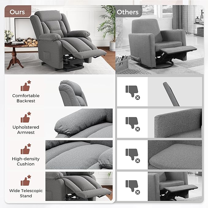 Amopatio Power Lift Recliner Chairs for Elderly Upgraded Living Room Reclining Chairs Indoor Lounge Chairs Single Sofa with Side Pockets and Remote Control for Bedroom