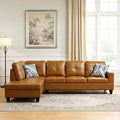 103.5 Inch Modern L-Shaped Couch PU Leather Sectional Sofa with Chaise Lounge 4-Seater Couch with Accent Pillows for Living Room Apartment Turmeric