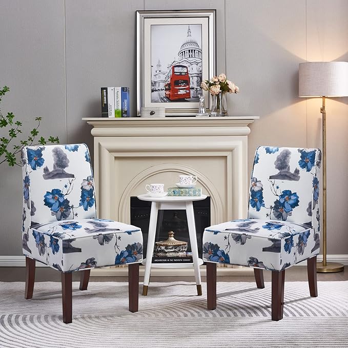 Traditional Fabric Accent Chair DRM'SCUUM Modern Accent Chair for Living Room Soft White Velvet with Ink Paint PatternComfor SeatSturdy Frame and Rubber Wood Legs