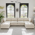 129” Modular Sectional Sofa Convertible 6 Person U Shaped Couch with Storage 2 Removable Ottomans &amp Deep Seats Memory Foam Comfy Modular Couch for Living Room (Beige 6 Seat)