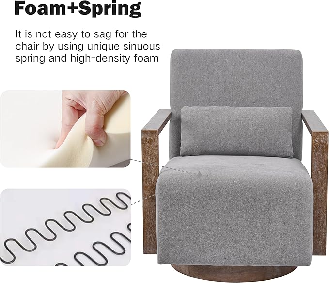 Chifee &amp Vingol 29.72 Swivel Accent Arm Chair Mid Century Modern Living Room Chair Set of 2 with Solid Wood Base &amp ArmrestGreen