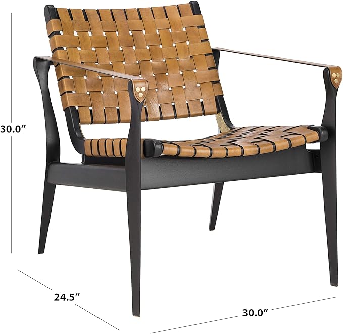 Safavieh Couture Dilan Brown and Black Woven Leather Safari Chair