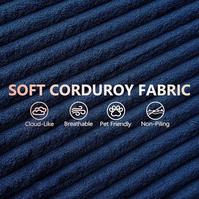123 Cloud Modular Sectional Couch U-Shaped with Two Chaise Corduroy Boneless Couch for Living Room Bedroom Deep-Seat Upholstered Modular Cloud Sofa No Assembly Required Navy Blue