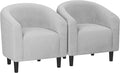 Yaheetech Accent Barrel Chair Corduroy Fabric Club Chair Furry Sherpa Elegant Armchair with Cozy Soft Padded for Living Room Bedroom Reception Room Office Set of 2 Light Gray